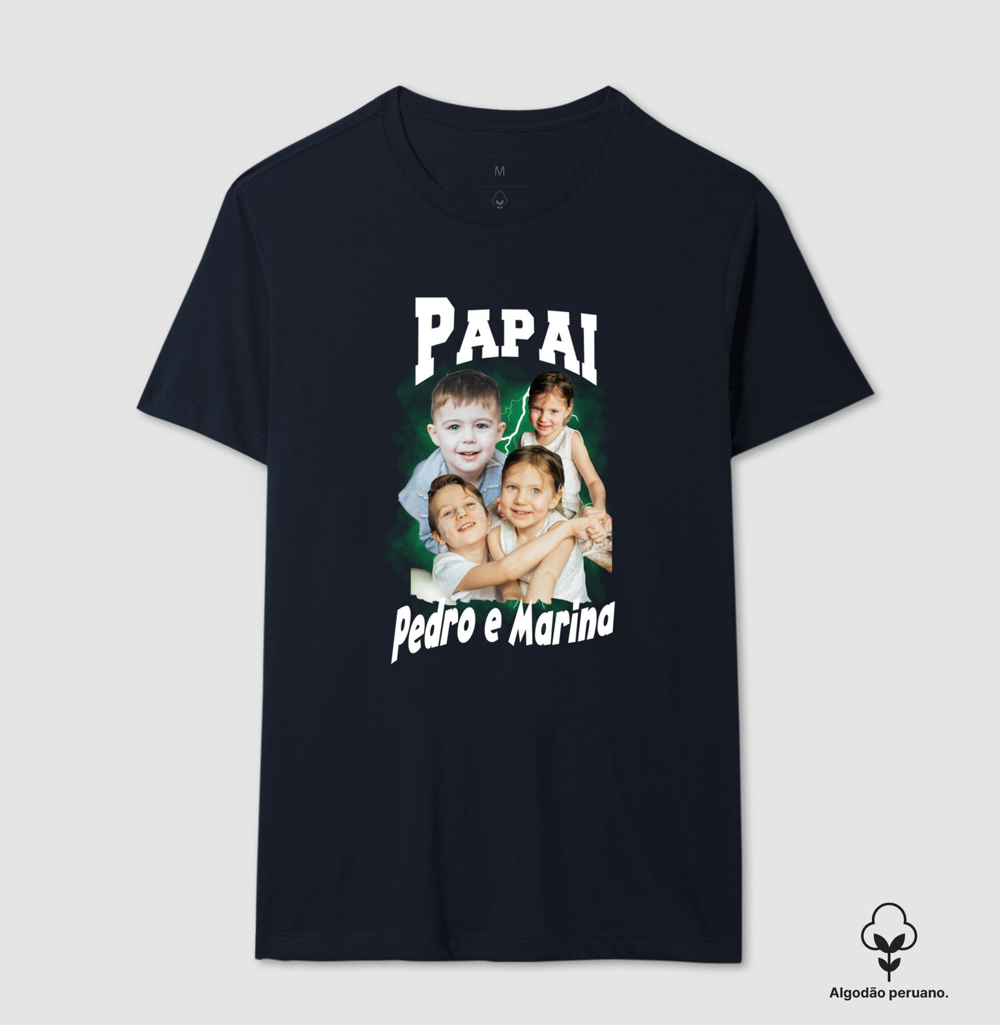 Camiseta Bootleg Personalizada Papai e Filhos (Algodão Peruano)