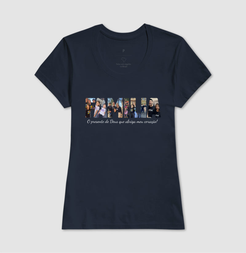 Camiseta - Família Letras com Fotos