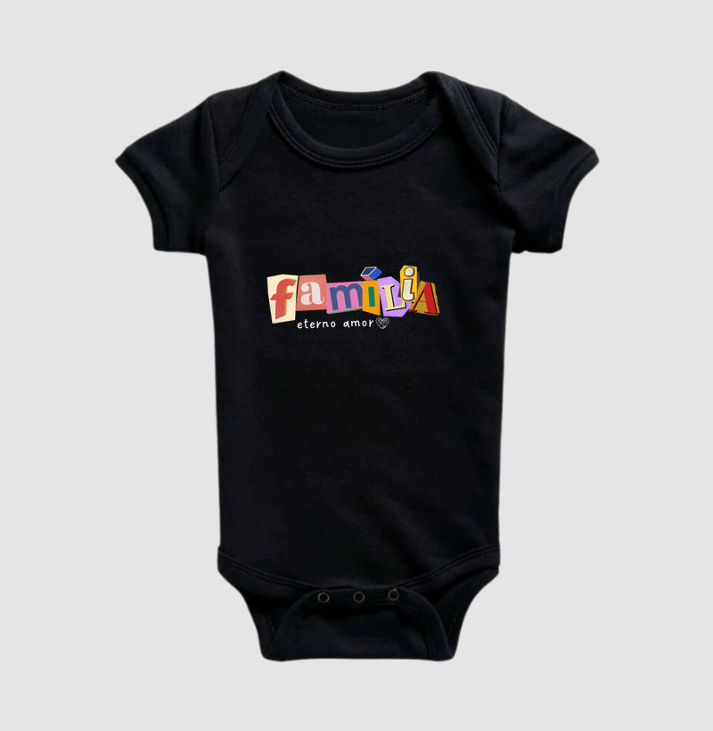 Body Infantil Família Letra de Jornal