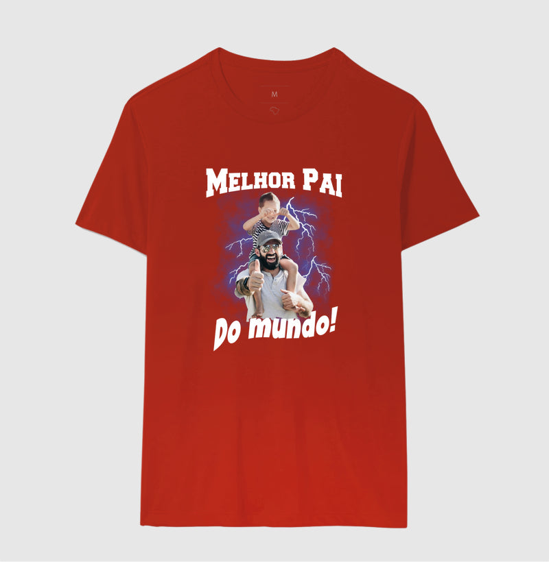 Camiseta Bootleg Personalizada - Melhor Pai do Mundo com fotos