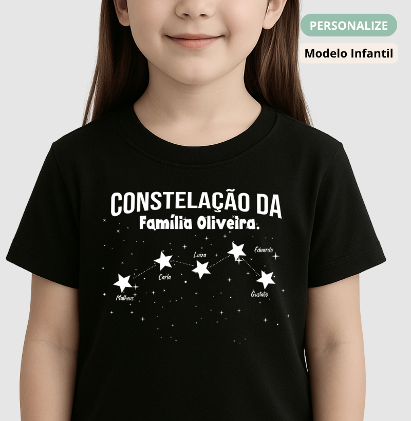 Camiseta Infantil Personalizada - Constelação Familiar