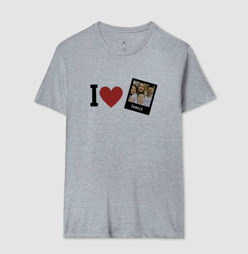 Camiseta Familia - I Love + Foto Retrô