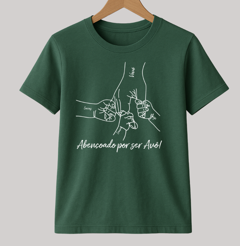 Camiseta personalizada Mãos dadas, abençoado por ser avô