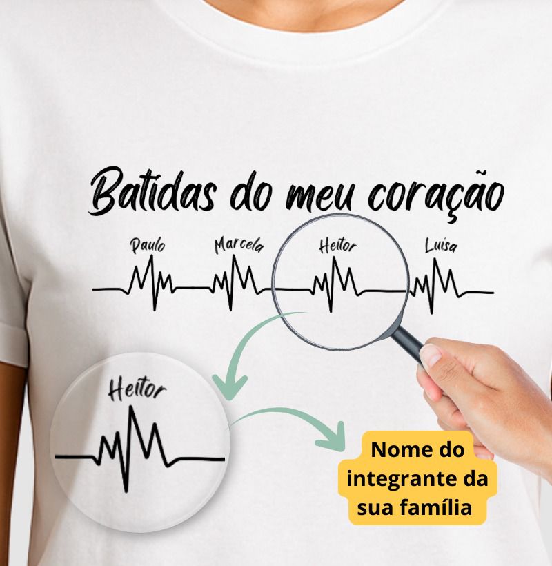 Camiseta Infantil Personalizada Batidas do meu coração
