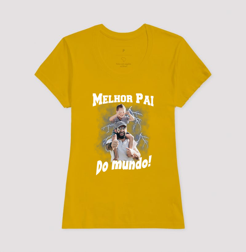 Camiseta Bootleg Personalizada - Melhor Pai do Mundo com fotos