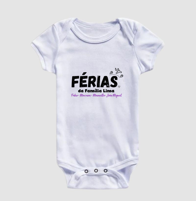 Body Infantil Personalizado - Férias em Família