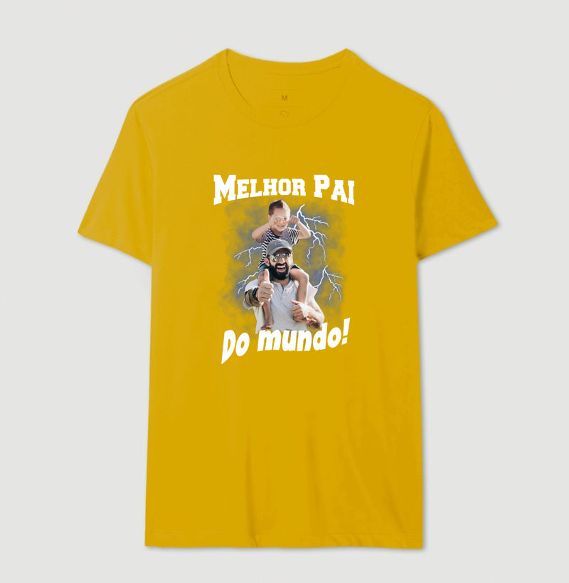 Camiseta Bootleg Personalizada - Melhor Pai do Mundo com fotos