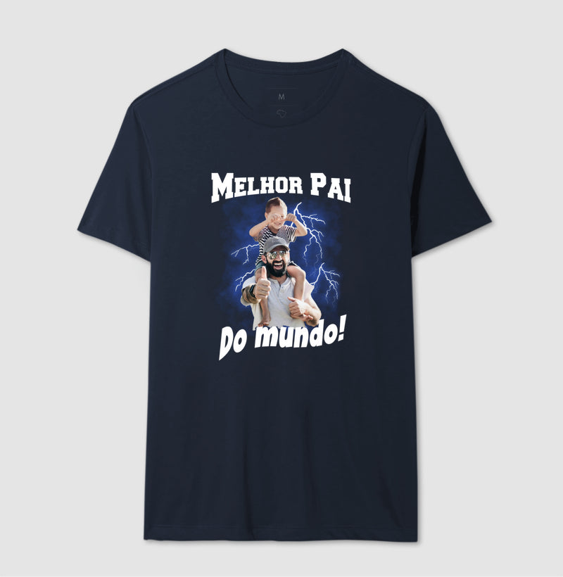 Camiseta Bootleg Personalizada - Melhor Pai do Mundo com fotos