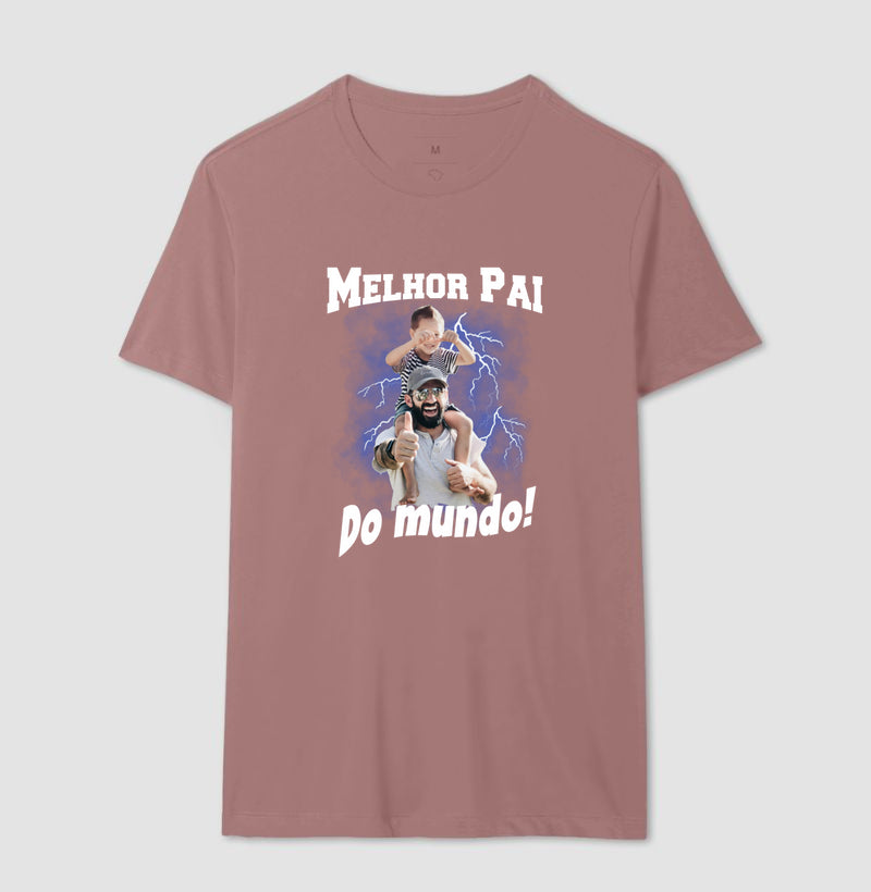 Camiseta Bootleg Personalizada - Melhor Pai do Mundo com fotos