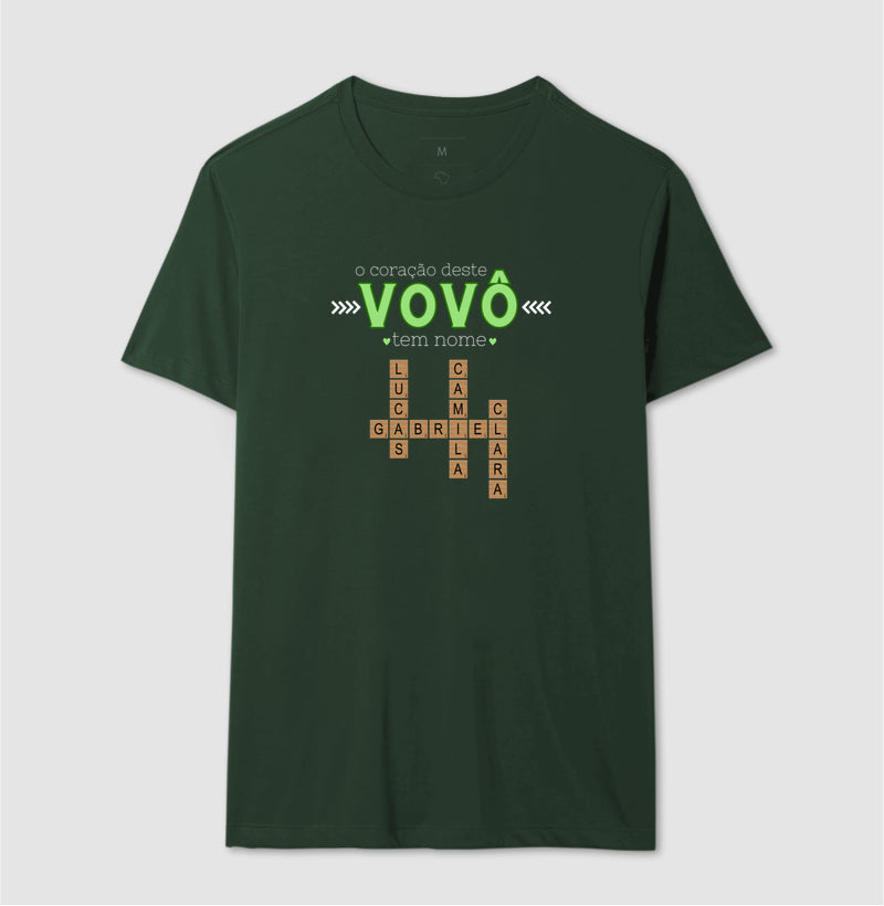 Camiseta Personalizada o coração do Vovô tem nome