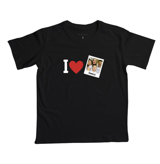 Camiseta Infantil Personalizada Família I Love + Foto Retrô