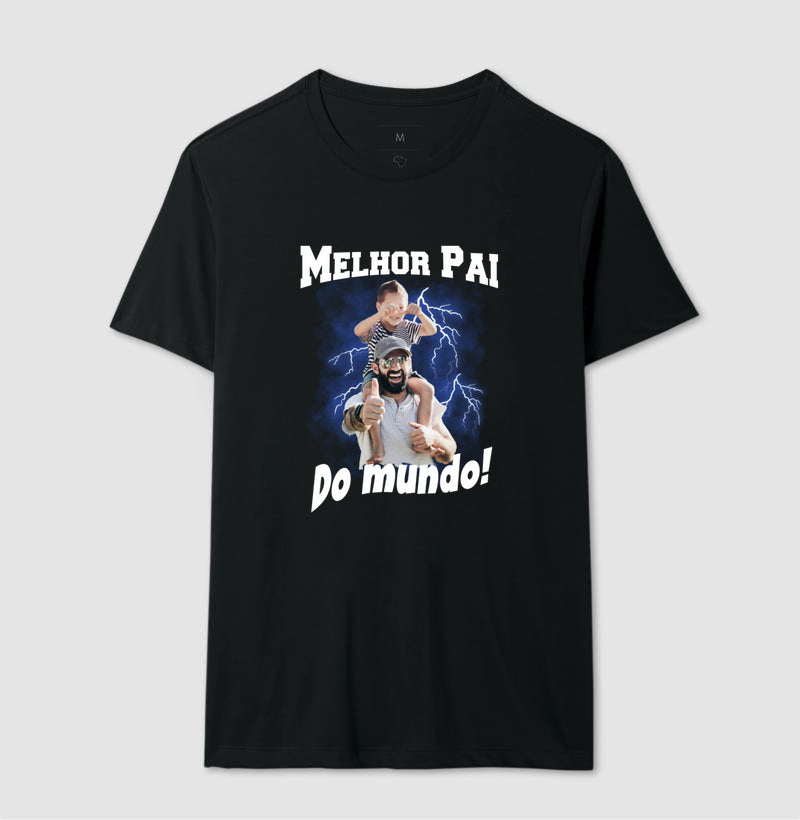 Camiseta Bootleg Personalizada - Melhor Pai do Mundo com fotos