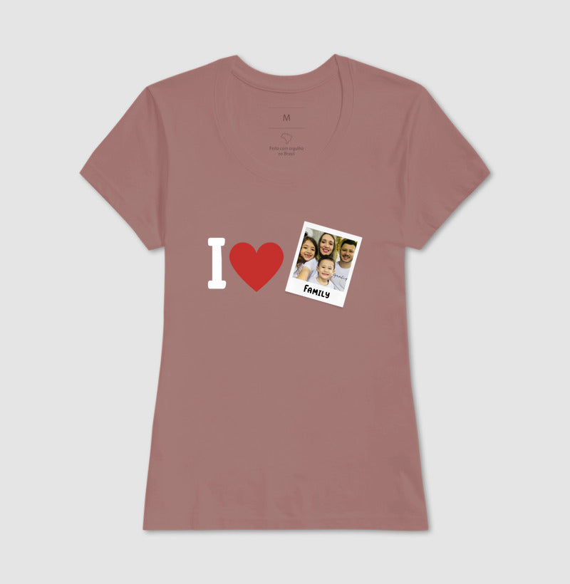 Camiseta Familia - I Love + Foto Retrô