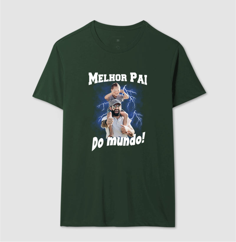 Camiseta Bootleg Personalizada - Melhor Pai do Mundo com fotos