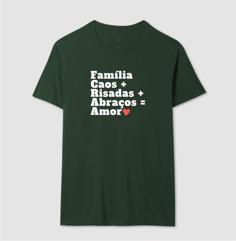 Camiseta Personalizada - Família, Caos, Risadas, Abraços e amor