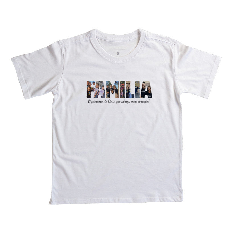 Camiseta Infantil Personalizada Família Letras com Fotos