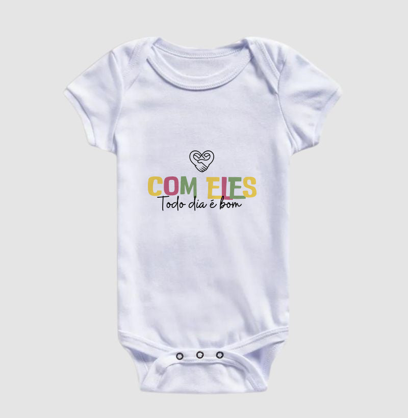 Body Infantil Família Com eles todo dia é bom