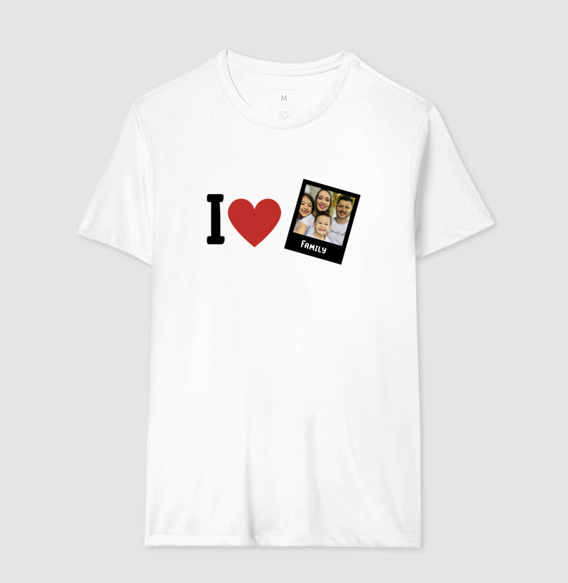 Camiseta Familia - I Love + Foto Retrô