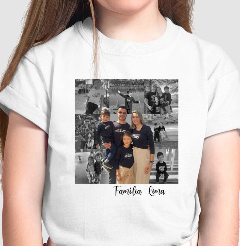 Camiseta Infantil Família - Quadrados de História