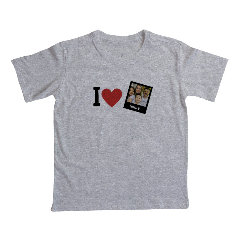 Camiseta Infantil- Familia I Love + Foto Retrô