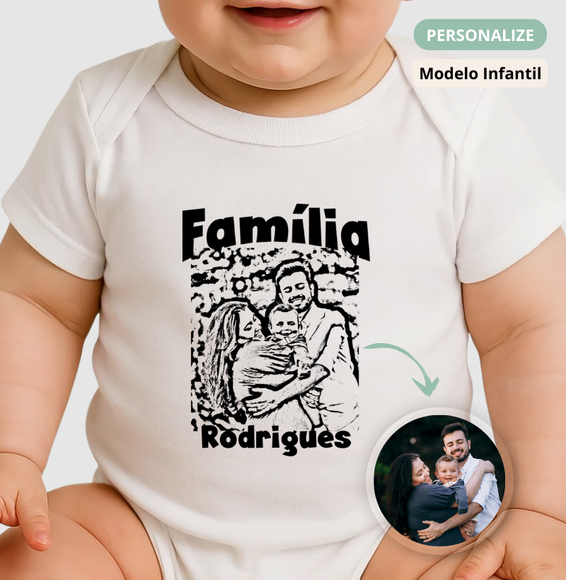 Body Infantil Personalizado Retrato Família
