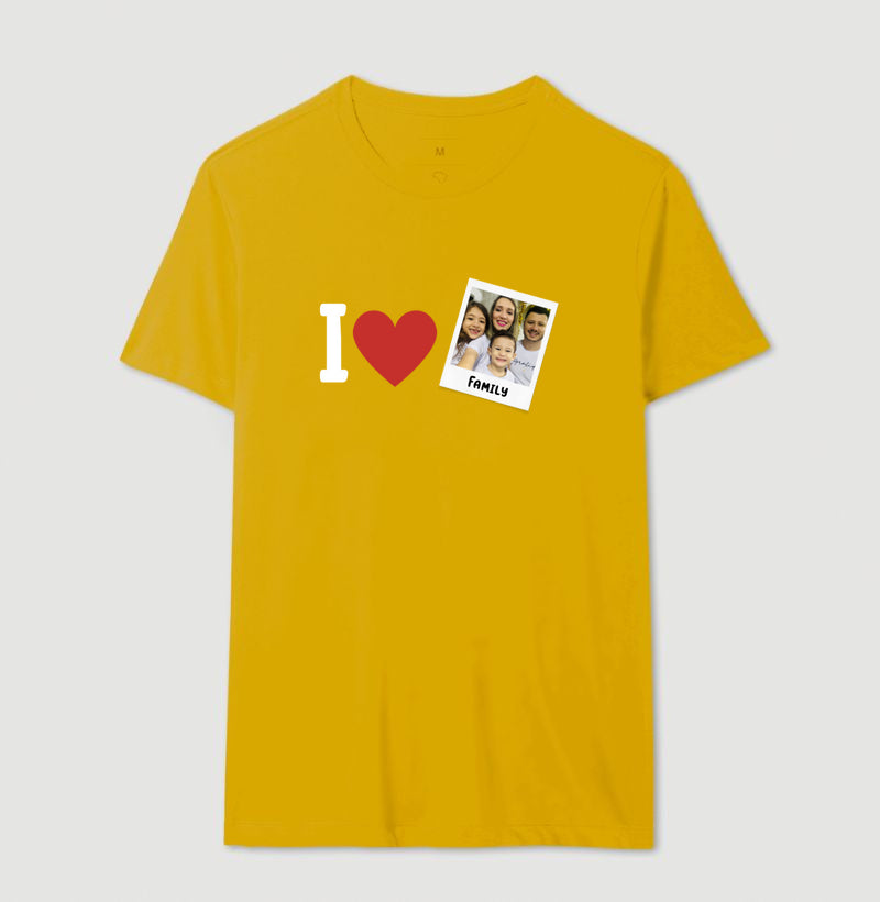Camiseta Familia - I Love + Foto Retrô