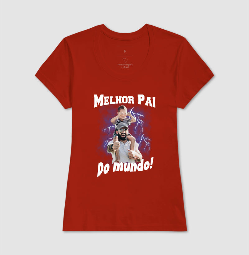 Camiseta Bootleg Personalizada - Melhor Pai do Mundo com fotos