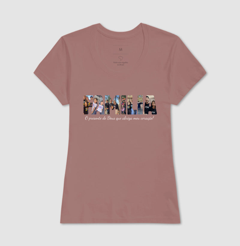Camiseta - Família Letras com Fotos