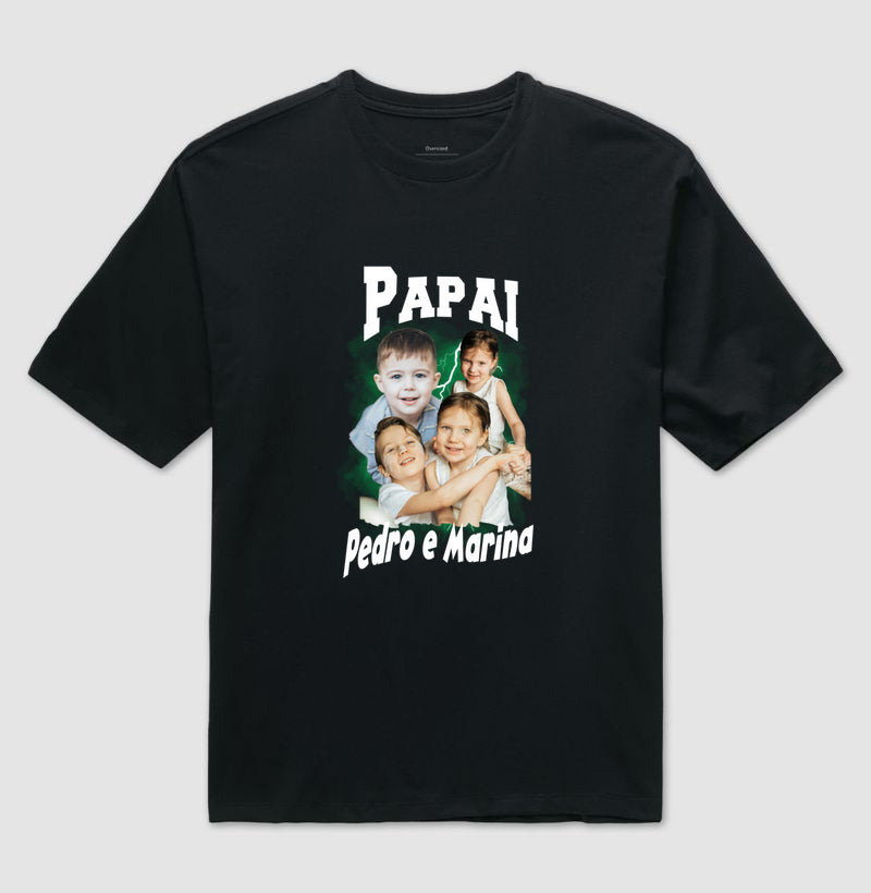 Camiseta Bootleg Personalizada - Papai e Filhos (Oversized)
