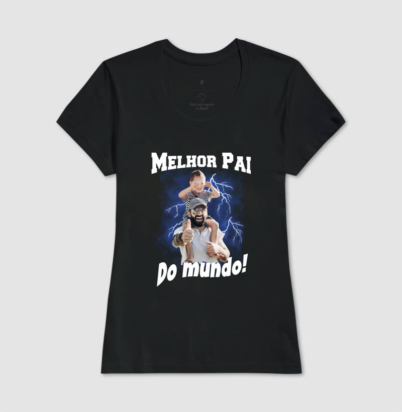 Camiseta Bootleg Personalizada - Melhor Pai do Mundo com fotos