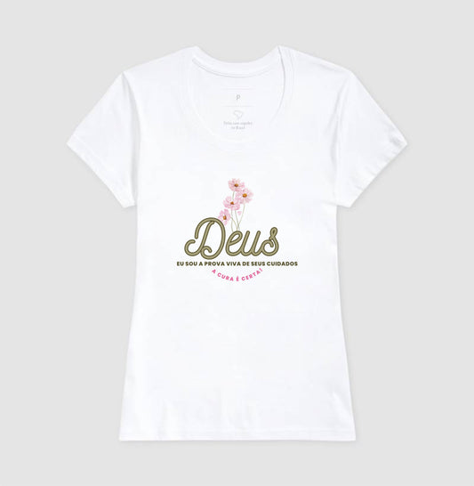 Camiseta Eu sou a prova dos cuidados de Deus