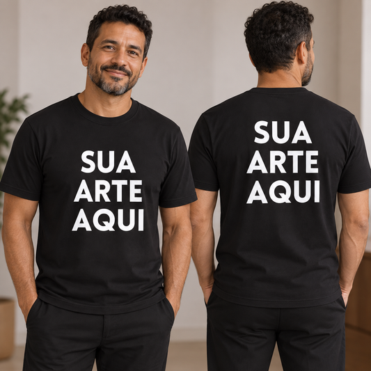 Camiseta Personalizada Envie a sua Arte - Bolso e Costas