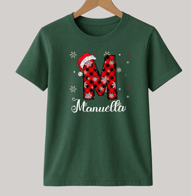 Camiseta Personalizada Natal Inicial do Nome