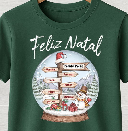 Camiseta Personalizada Globo de Neve Natal