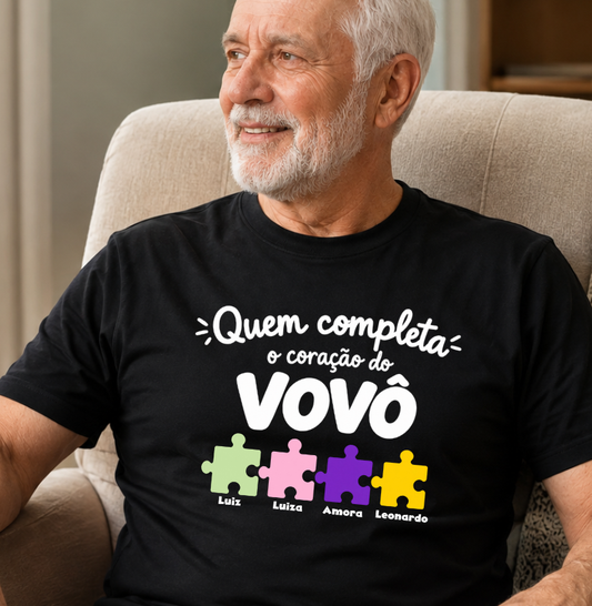 Camiseta Personalizada Completa o coração do Vovô