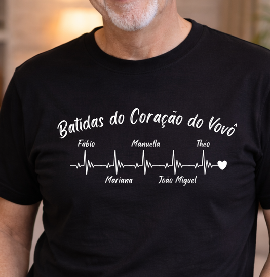 Camiseta Personalizada - Batidas do Coração do Vovô