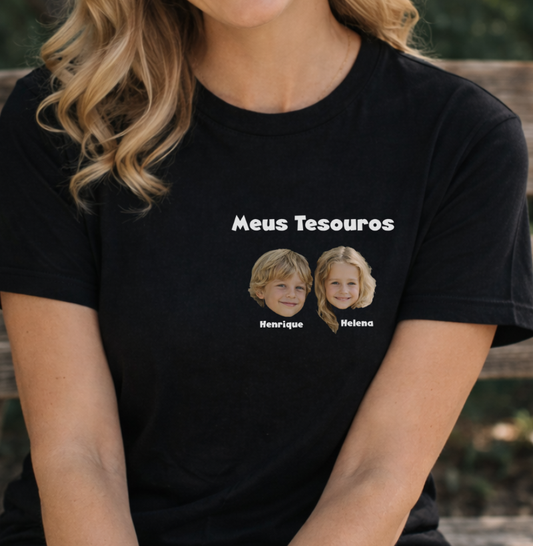 Camiseta Personalizada Meus Tesouros Mãe/Avó
