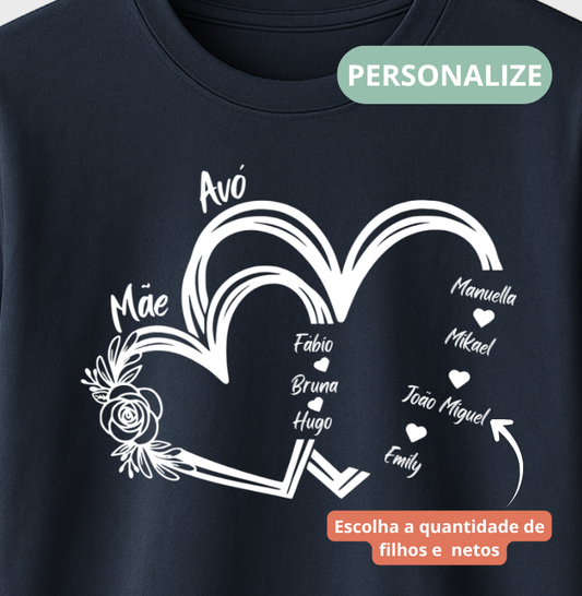Camiseta Personalizada Coração Mãe e Avó