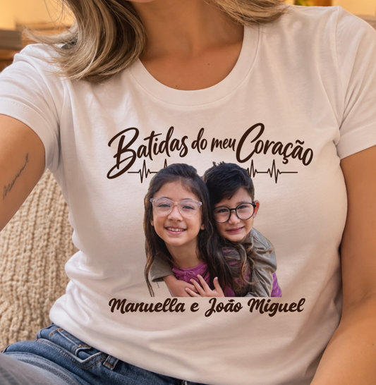 Camiseta Personalizada Batidas do meu coração com foto