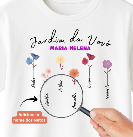 Camiseta Personalizada Jardim da Vovó 100% Algodão