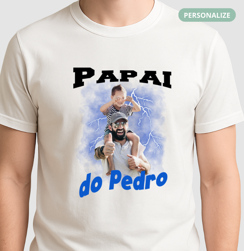 Camiseta Bootleg Personalizada - Melhor Pai do Mundo com fotos