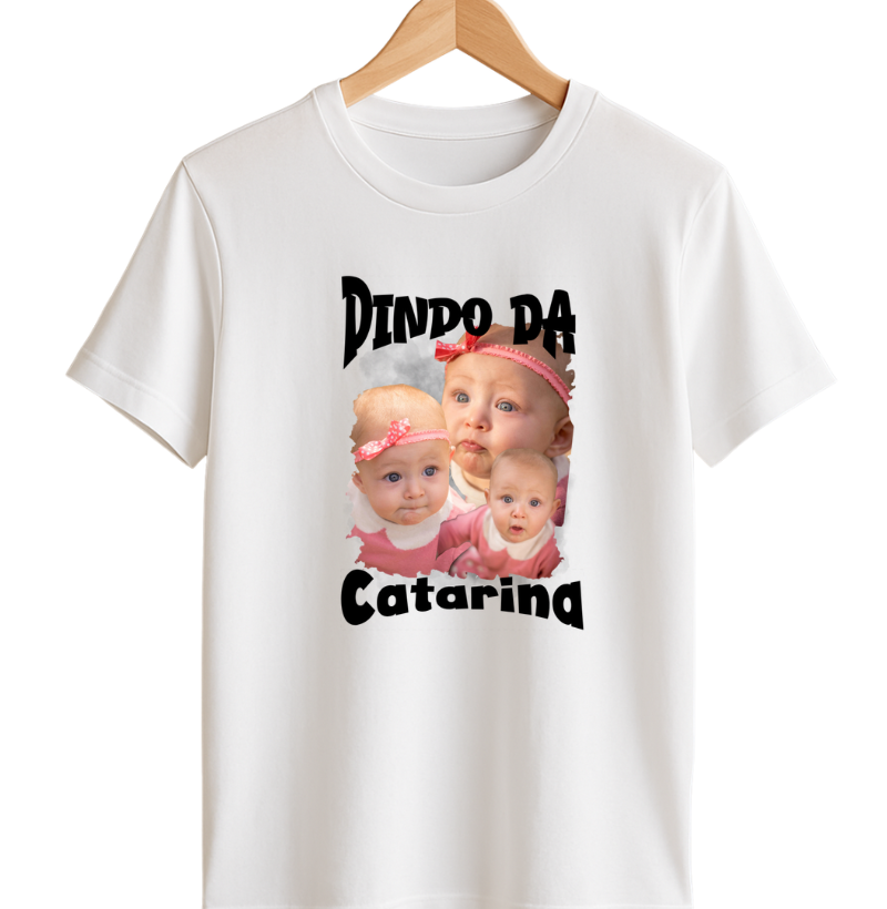 Camiseta Bootleg Personalizada Dinda(o) - com fotos
