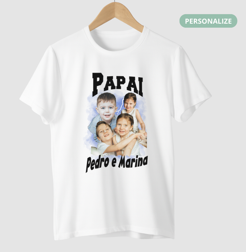 Camiseta Bootleg Personalizada - Papai e Filhos