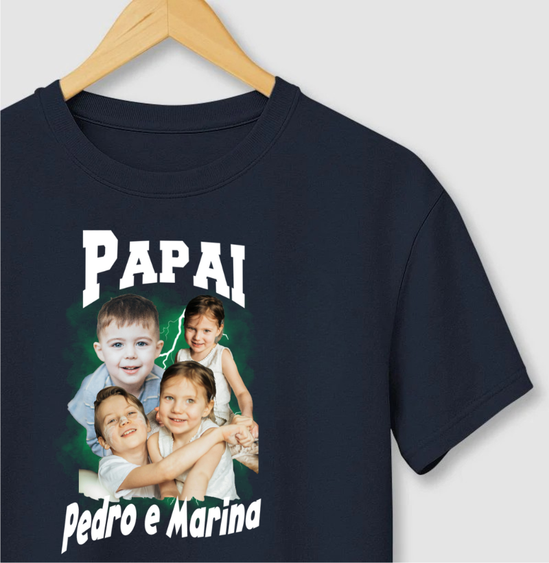 Camiseta Bootleg Personalizada - Papai e Filhos