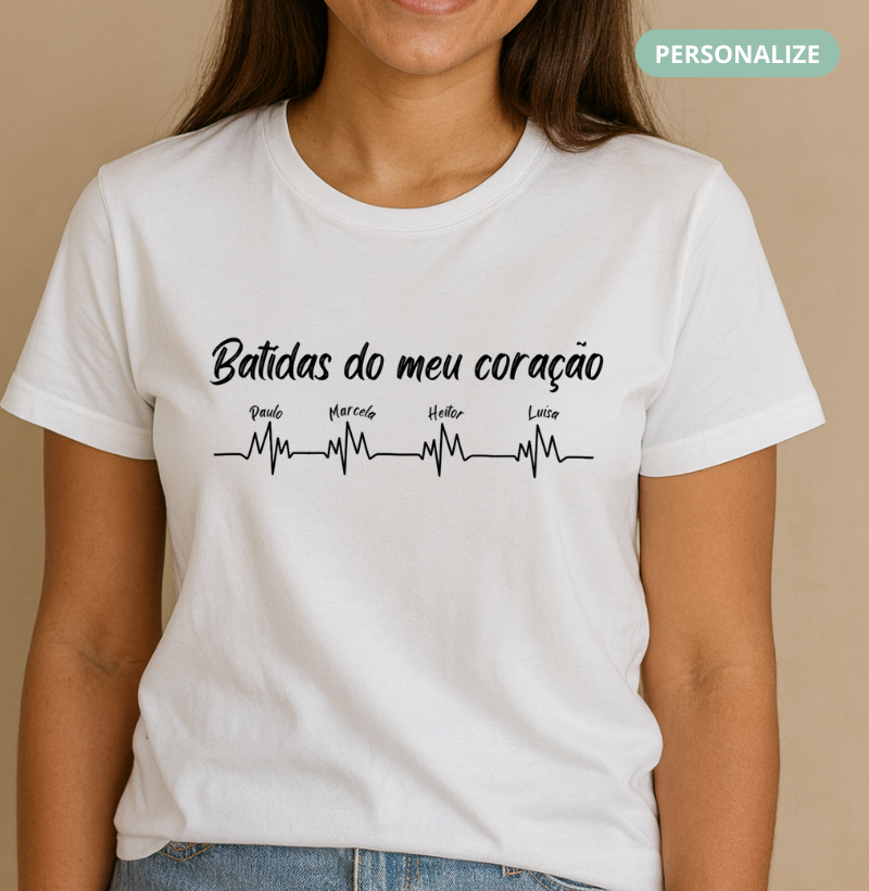 Camiseta Personalizada - Batidas do meu coração