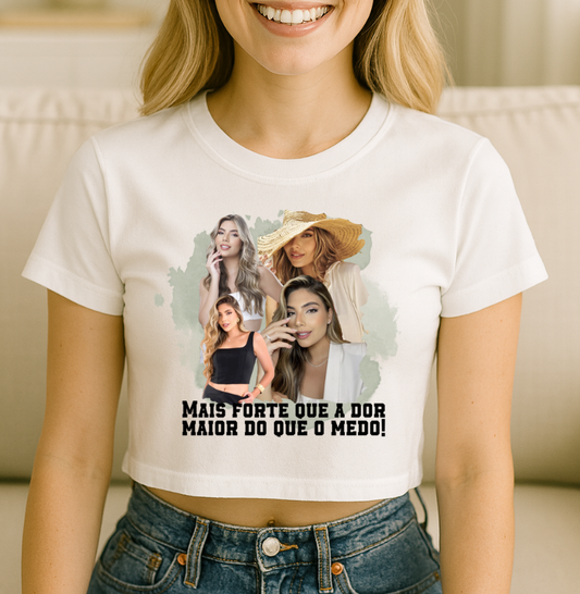 Croped Personalizado Bootleg Mais Forte que a dor