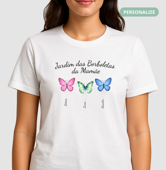 Camiseta Personalizada Jardim das Borboletas da Mamãe
