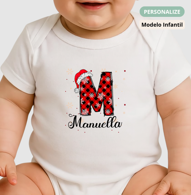 Body Infantil Personalizado Natal nicial do Nome