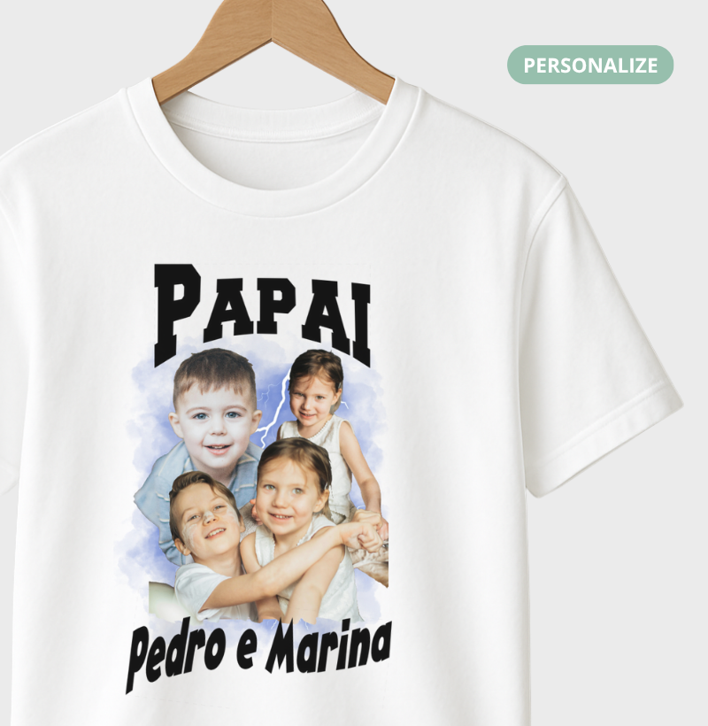 Camiseta Bootleg Personalizada - Papai e Filhos