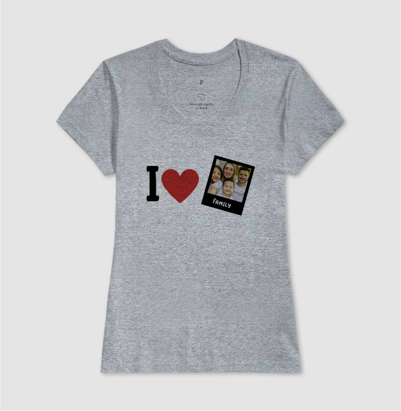 Camiseta Familia - I Love + Foto Retrô